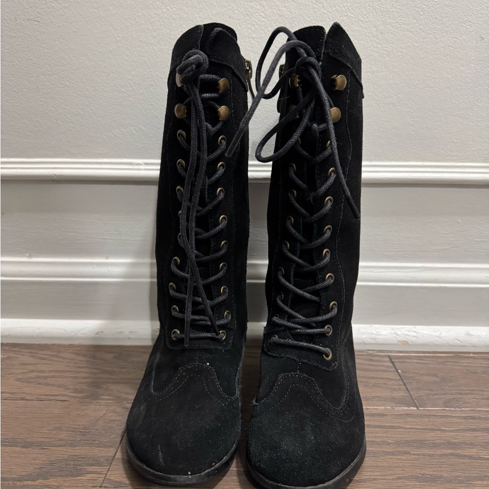 Joyfolie Black Lace-Up Kids Dress Shoes